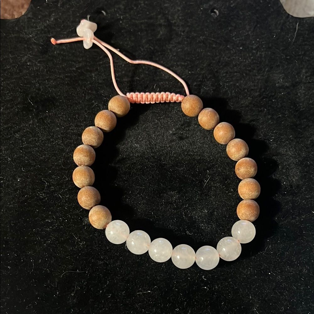Elegant Brown and White Beaded Bracelet